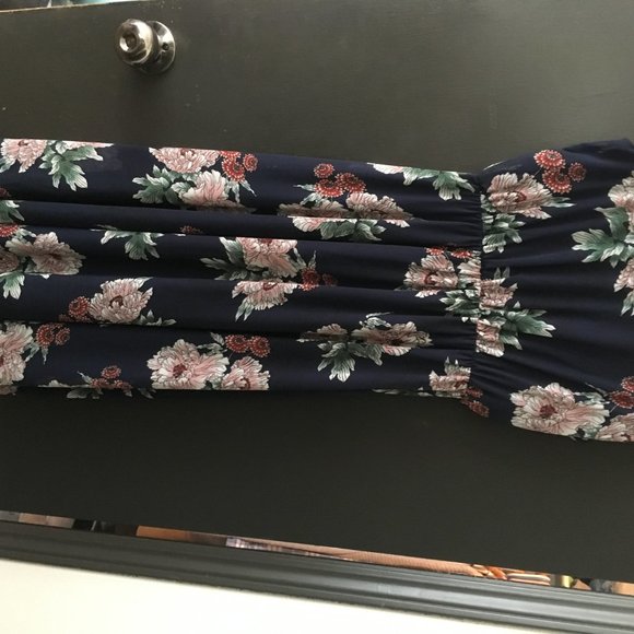 Maitai Navy Flowy Floral Midi Dress V-Neck M - Picture 4 of 12